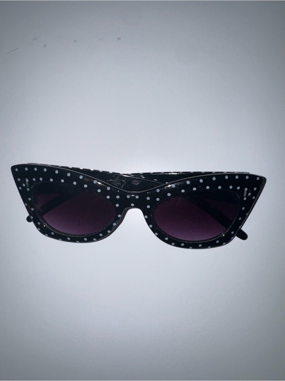 Polka Dot Cat Eye Sunglasses - Black
